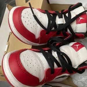 Air Jordan Nike 1 Mid Toddler White/Gym Red-Black 2020